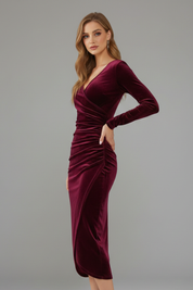 Vivienne Alcott | Velvet Wrap Midi Dress For Women