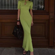 Vivienne Ashcombe | Green Knitted Maxi Races Dress For Women