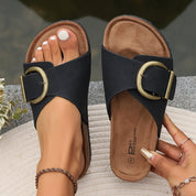 Harriet Dunmore | Black Buckle Slide Sandals For Women