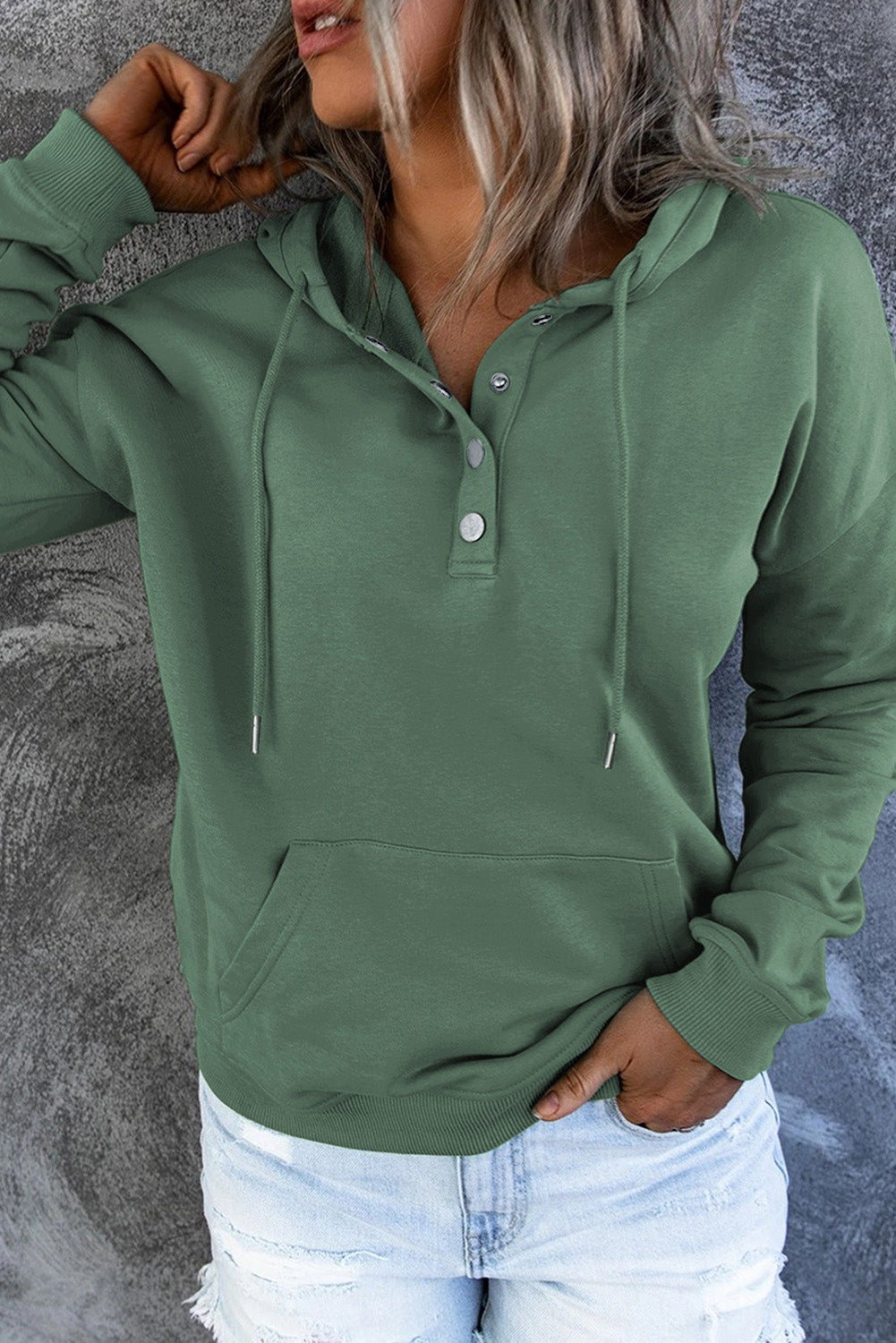 Bronte Halliwell | Casual Button-Neck Hoodie For Women