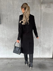 Henriette Colbourne | Double-Breasted Longline Wool-Blend Coat For Women
