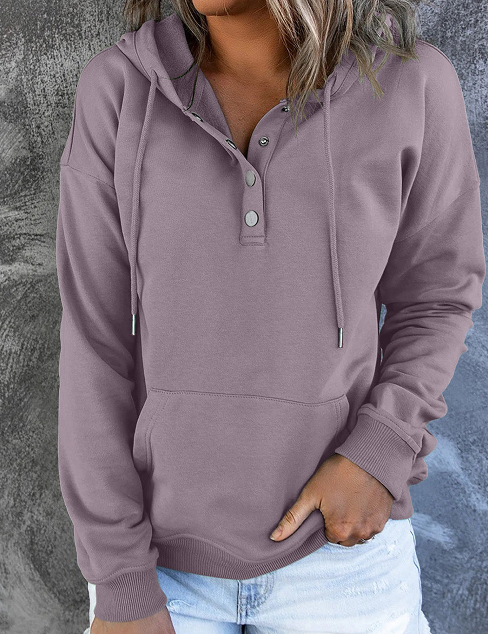 Bronte Halliwell | Casual Button-Neck Hoodie For Women