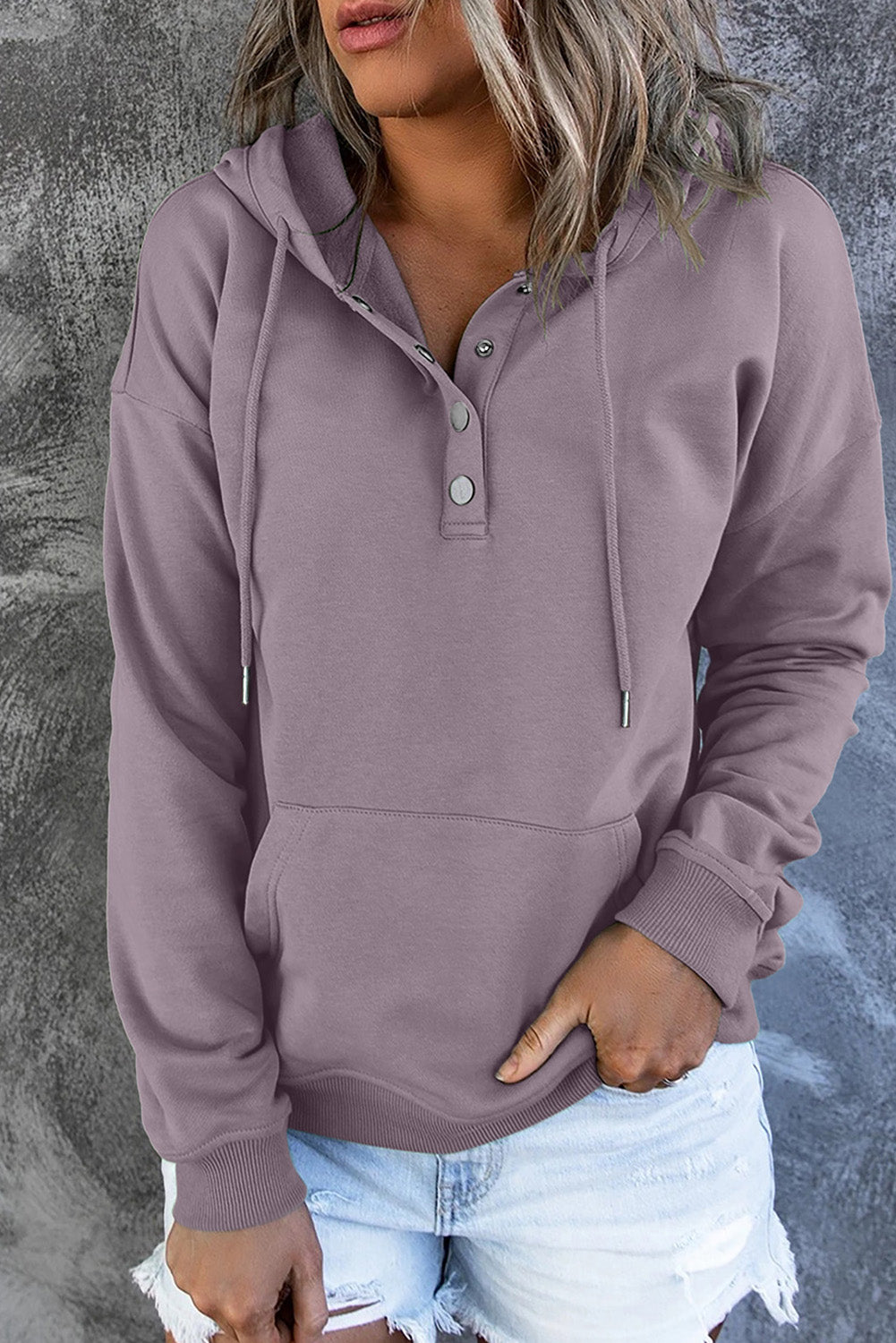 Bronte Halliwell | Casual Button-Neck Hoodie For Women