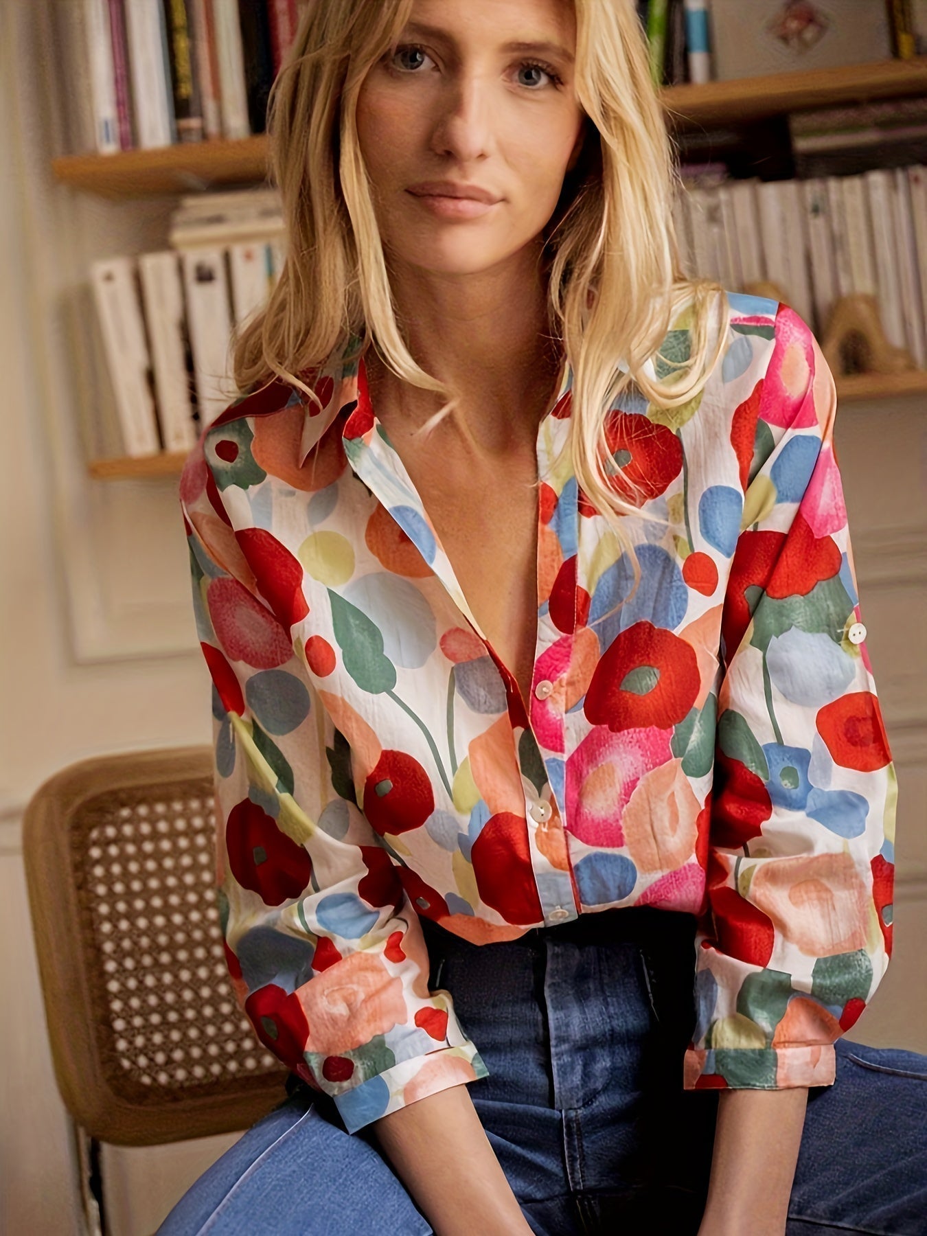 Aurelia Crestwood | Floral Print Long Sleeve Shirt For Women