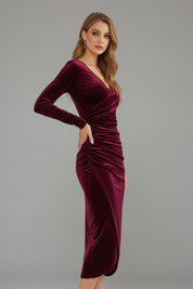 Vivienne Alcott | Velvet Wrap Midi Dress For Women