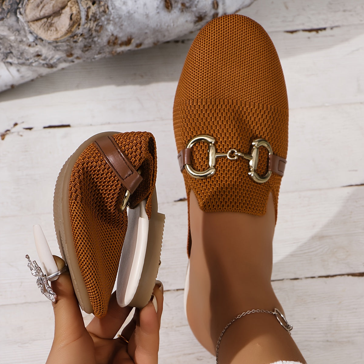 Harriet Colestone | Knit Horsebit Loafer Flats For Women