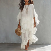 Isla Beaumont | Ruffled White Maxi Dress For Women