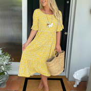 Celeste Wyndham | Relaxed Tiered Midi Dress For Women