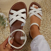 Harriet Collingsworth | Woven Flat Ankle Strap Sandals For Women