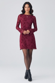 Vivienne Calloway | Floral Mesh Long Sleeve Mini Dress For Women