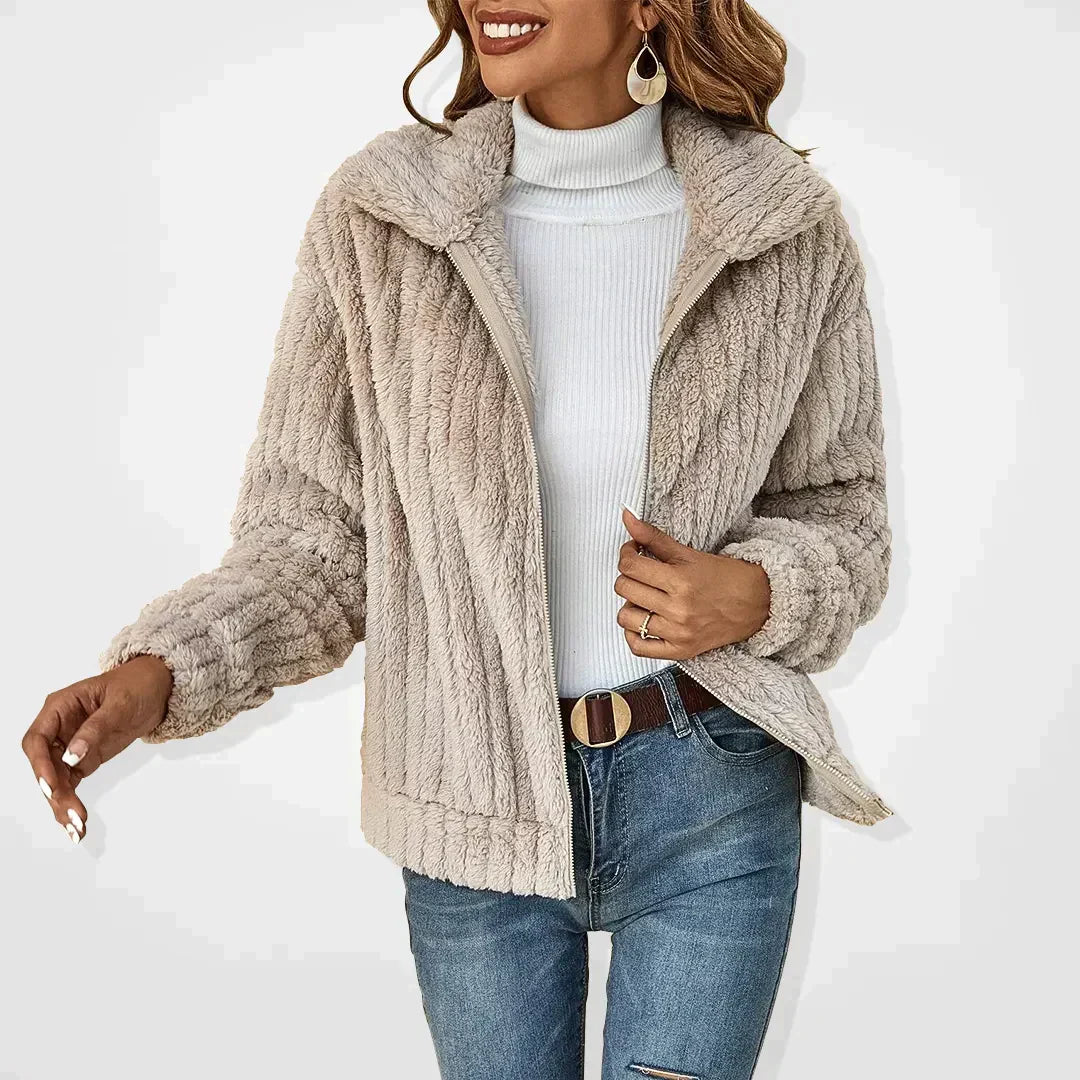 Mirielle Ashton | Fluffy Zip-Up Teddy Jacket For Women