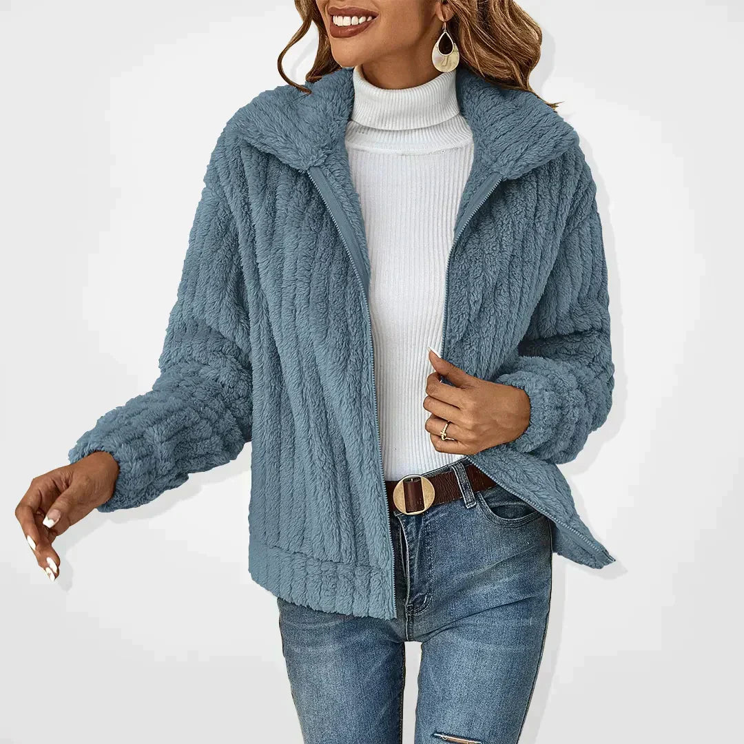 Mirielle Ashton | Fluffy Zip-Up Teddy Jacket For Women