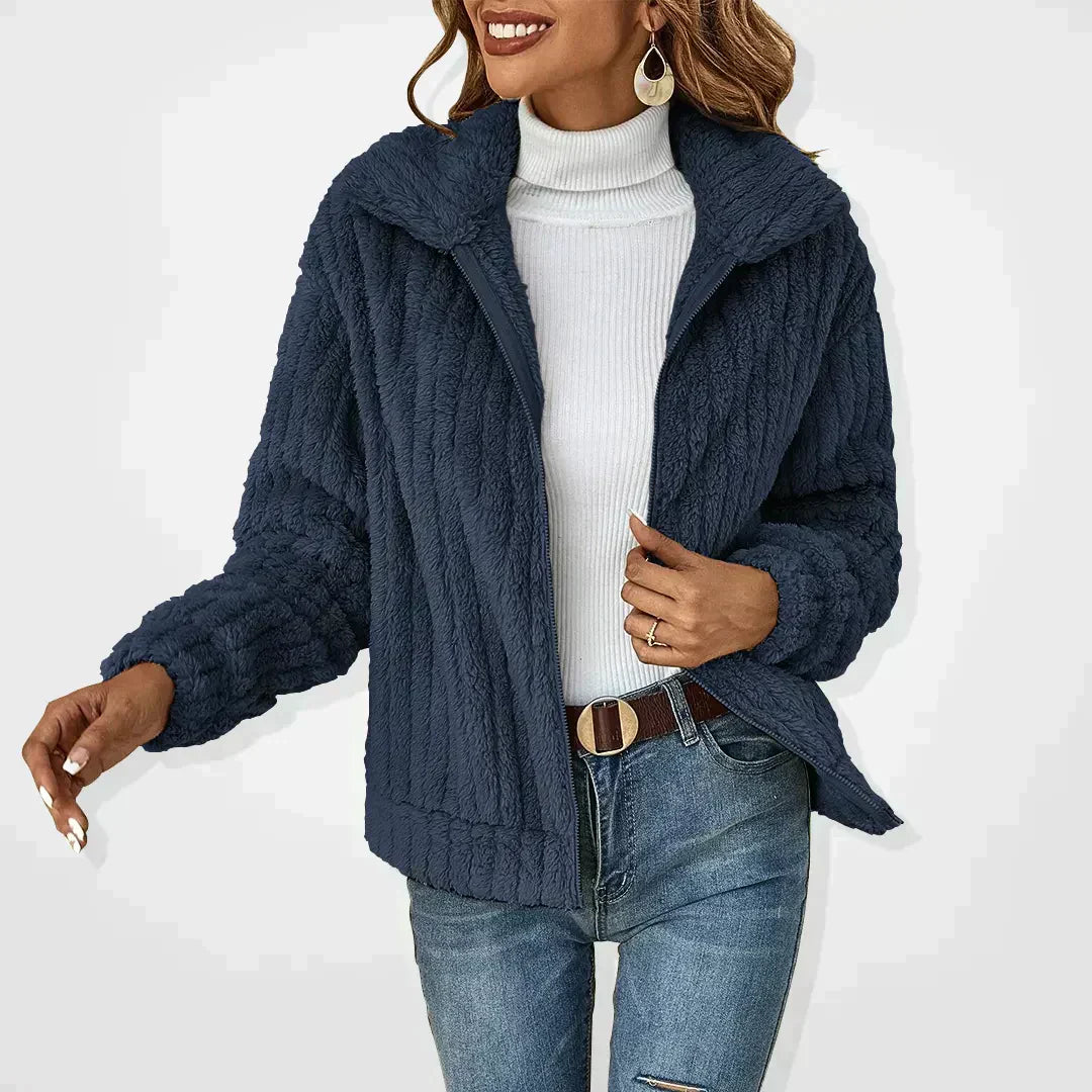 Mirielle Ashton | Fluffy Zip-Up Teddy Jacket For Women