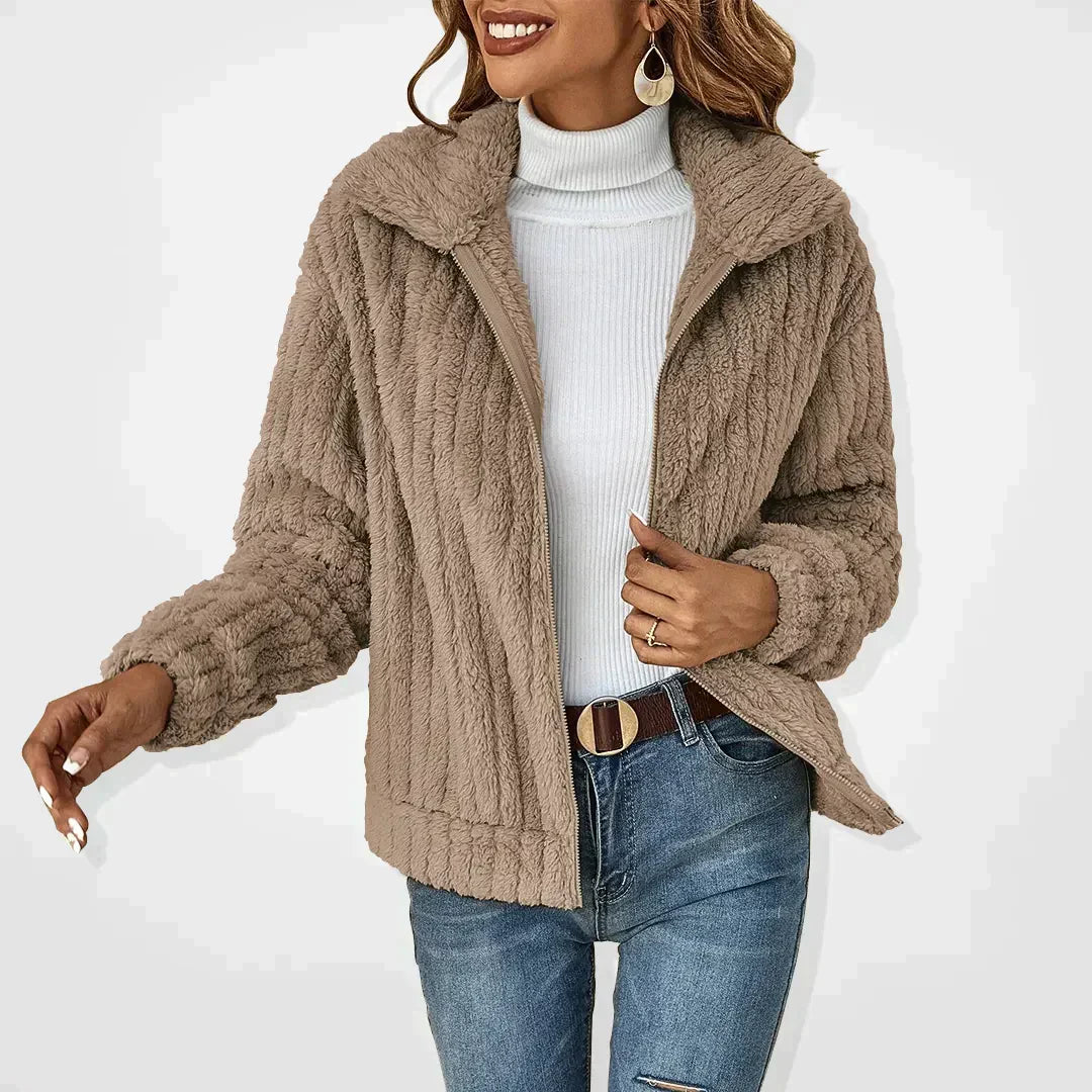 Mirielle Ashton | Fluffy Zip-Up Teddy Jacket For Women