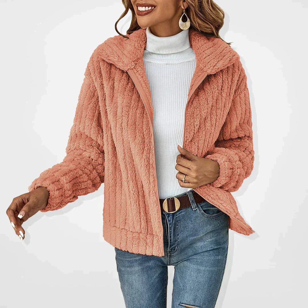Mirielle Ashton | Fluffy Zip-Up Teddy Jacket For Women