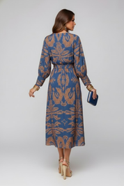 Constance Waverly | Paisley Print Long Sleeve Maxi Dress For Women