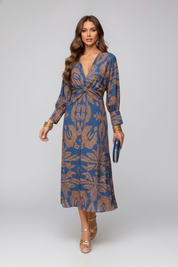 Constance Waverly | Paisley Print Long Sleeve Maxi Dress For Women