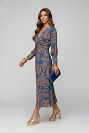 Constance Waverly | Paisley Print Long Sleeve Maxi Dress For Women