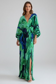 Renée Blackmore | Pleated Floral Maxi Dress For Women