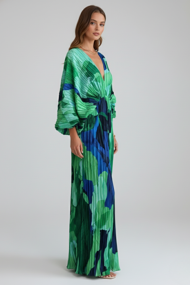 Renée Blackmore | Pleated Floral Maxi Dress For Women