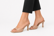 Lisette Vaumont | Nude Patent Heeled Mule Sandals For Women