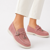 Elaine Morrow | Suede Buckle Loafers For Women