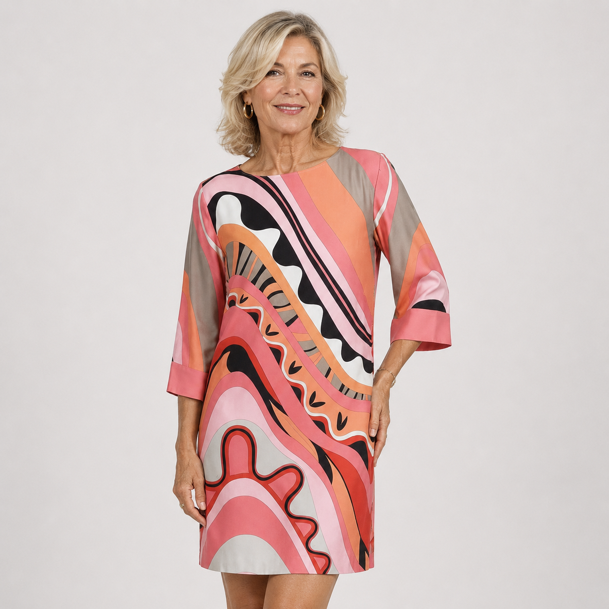 Charlotte Waverly | Abstract Print Midi Dress For Women