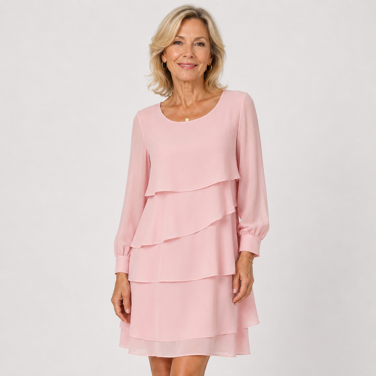 Isabelle Fontaine | Long Sleeve Tiered Midi Dress For Women