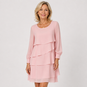 Isabelle Fontaine | Long Sleeve Tiered Midi Dress For Women