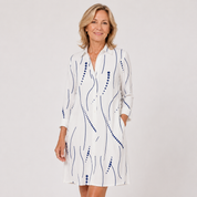 Margaret Bellcourt | Printed Long Sleeve Mini Shirt Dress For Women