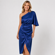 Sylvia Renford | One Shoulder Draped Midi Dress For Women