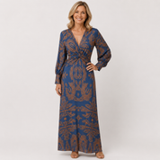 Constance Waverly | Paisley Print Long Sleeve Maxi Dress For Women