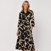Annette Holsworth | Geometric Print Midi Shirt Dress For Women
