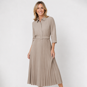 Claudette Moreau | Belted Pleated Midi Dress For Women
