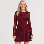 Vivienne Calloway | Floral Mesh Long Sleeve Mini Dress For Women
