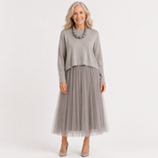 Adelaide Tremaine | Knit & Tulle Midi Two-Piece Set For Women