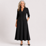 Eleanor Stratford | Elegant Maxi Dress With Tie Neck For Women