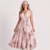 Rosalind Veyron | Floral Pleated Midi Dress For Women