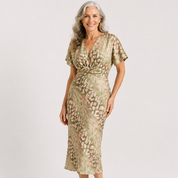 Theresa Callingham | Twist-Front Midi Dress in Botanical Print For Women