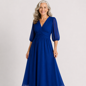 Gwendolyn Ashcroft | V-Neck Ruched Waist Midi Dress For Women