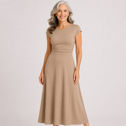 Helena Westbrook | High Waist Cap Sleeve Midi Dress For Women