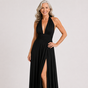 Valentina Crestwood | Deep V Halter Maxi Dress For Women