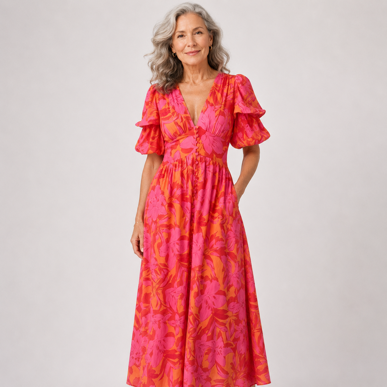 Delphine Sorrento | Tropical Print Maxi Dress For Women