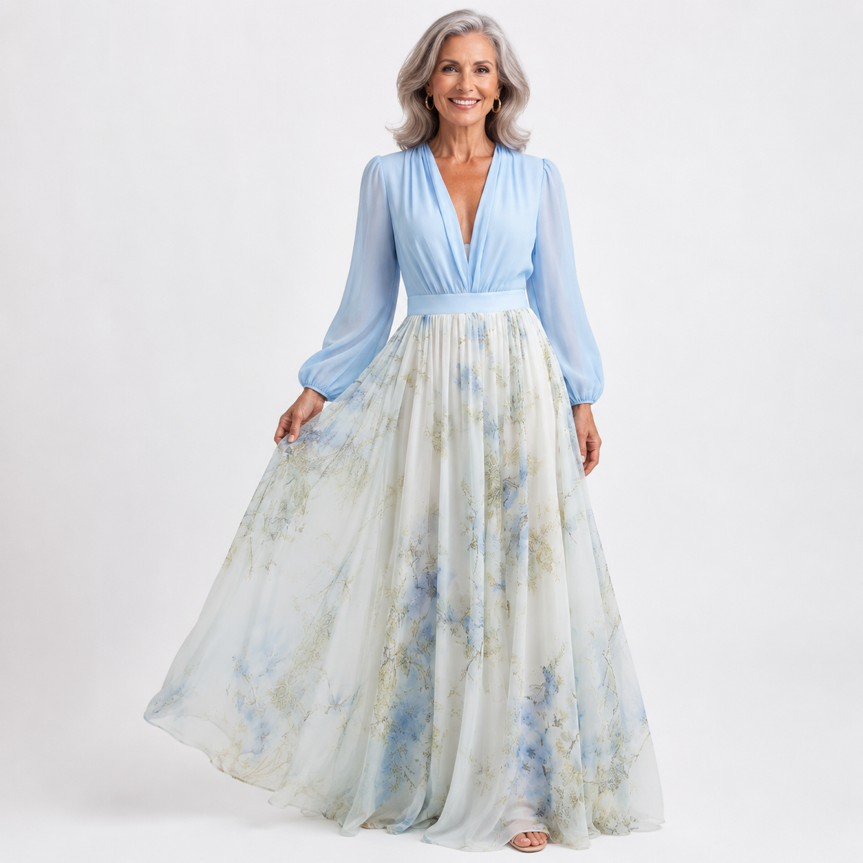 Estelle Beaumont | Floral Chiffon Maxi Dress For Women