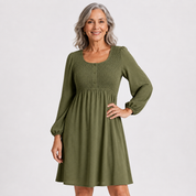 Harriet Langford | Smocked Square Neck Puff Sleeve Mini Dress For Women