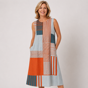 Josephine Hartwell | Sleeveless Geometric Print Midi Dress For Women