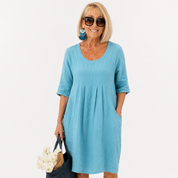 Lillian Coventry | Relaxed Linen Midi Dress with Pockets For Women