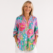 Suzette Harlow | Vibrant Floral Print Long Sleeve Blouse For Women