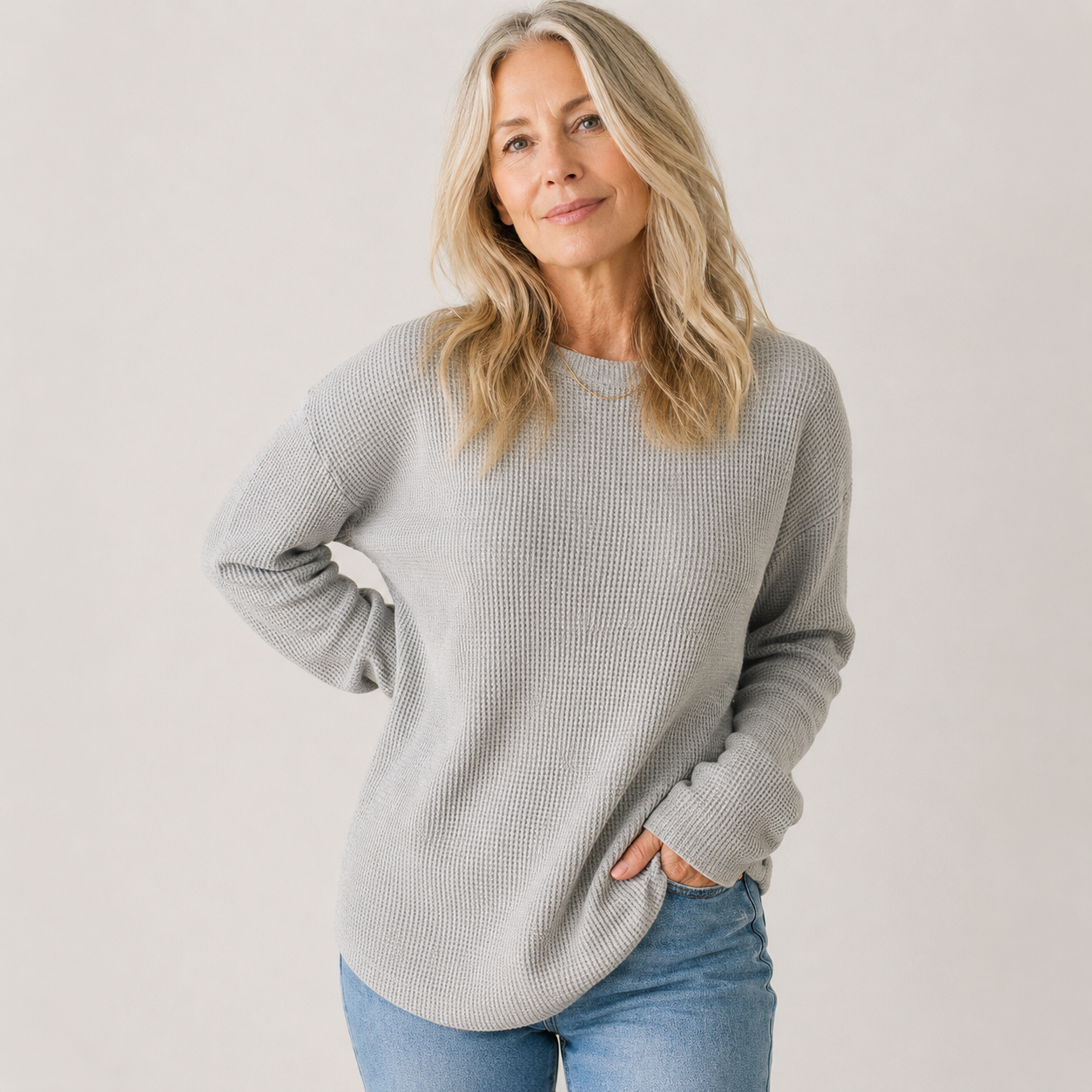 Beatrice Langholm | Waffle Knit Long Sleeve Jumper For Women