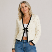 Ingrid Pennywhistle | Cropped Bow-Tie Knit Cardigan For Women